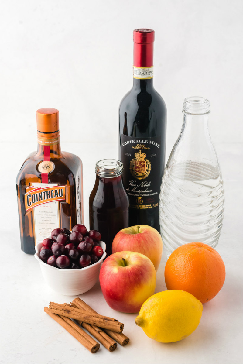 ingredients displayed for apple cranberry sangria