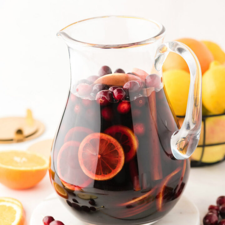 pitcher of apple cranberry sangria