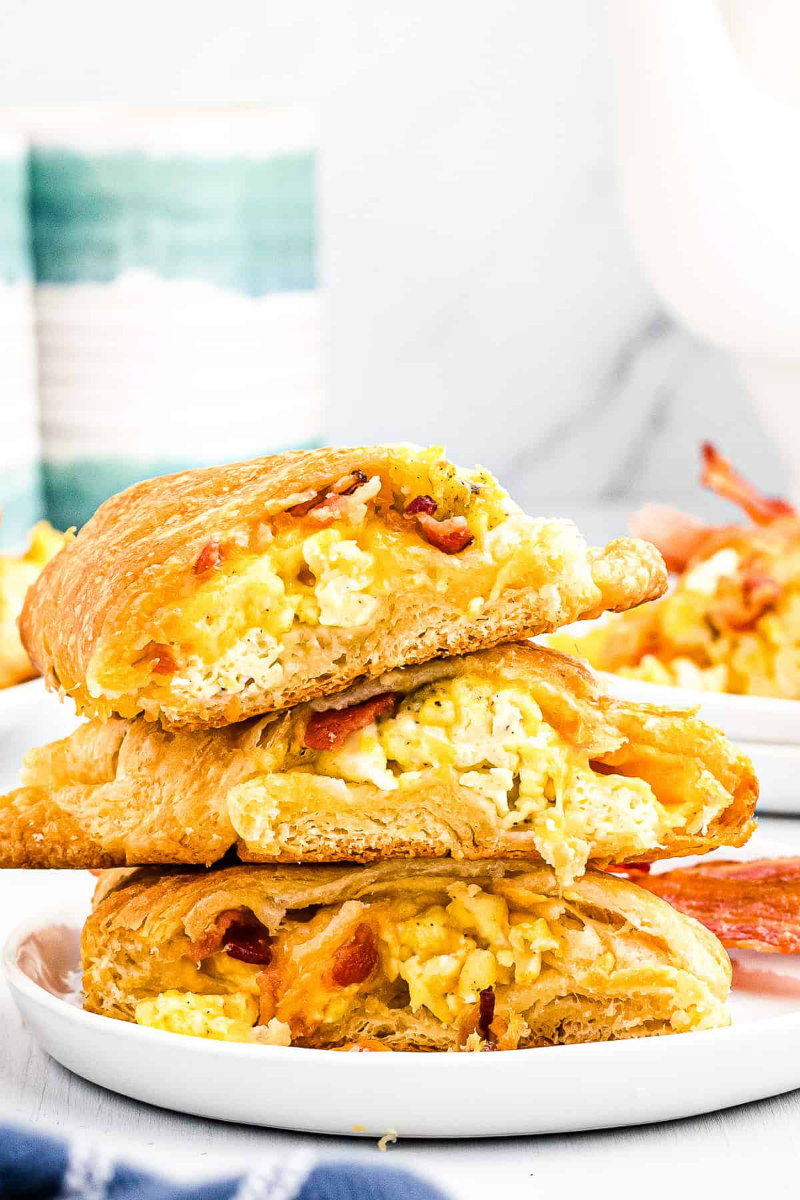 slices of breakfast crescent ring stacked on plate