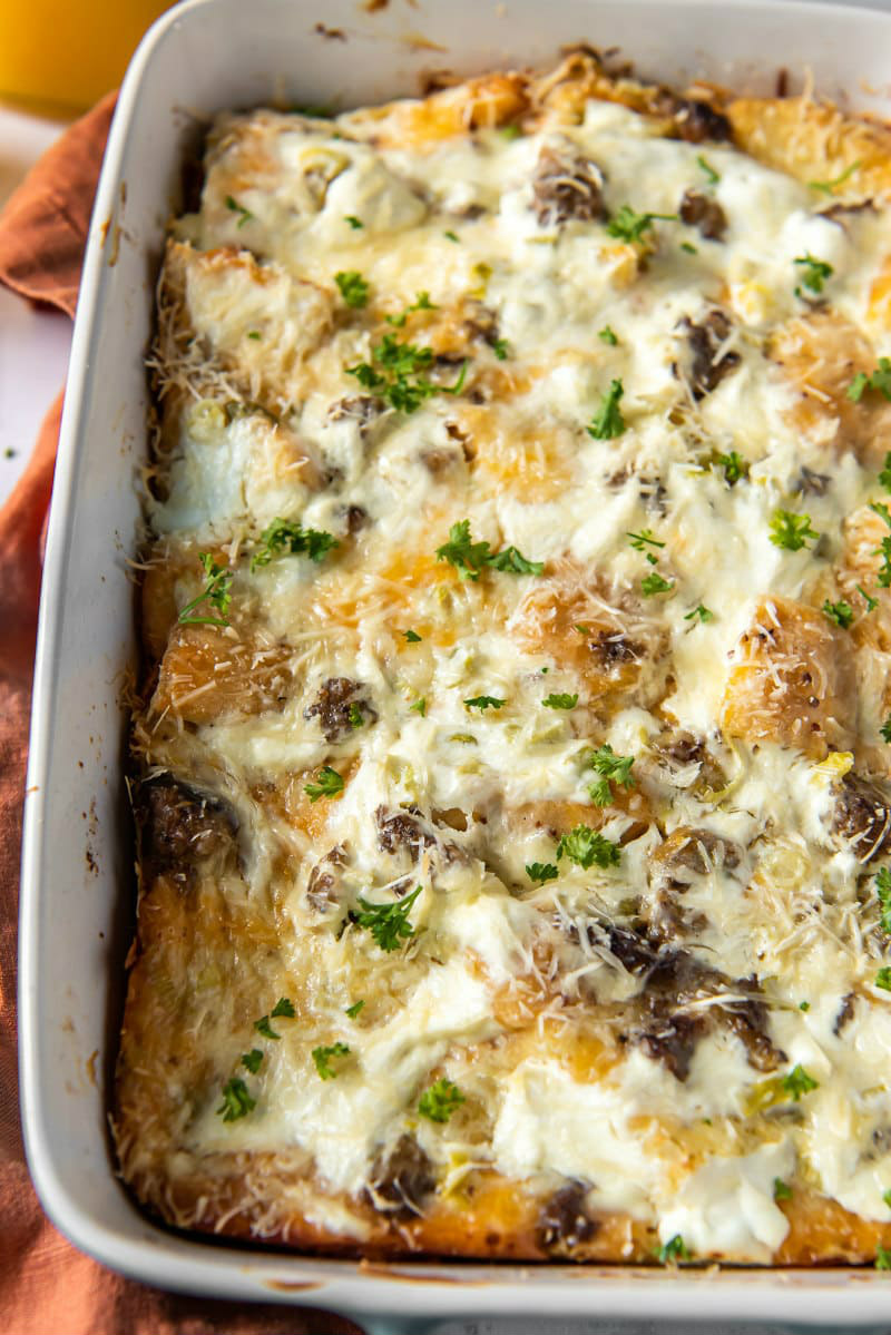 buffet breakfast casserole in baking dish