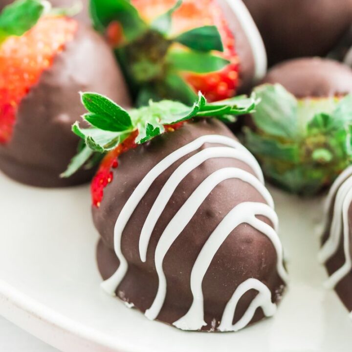 Chocolate Covered Strawberries on a white plate