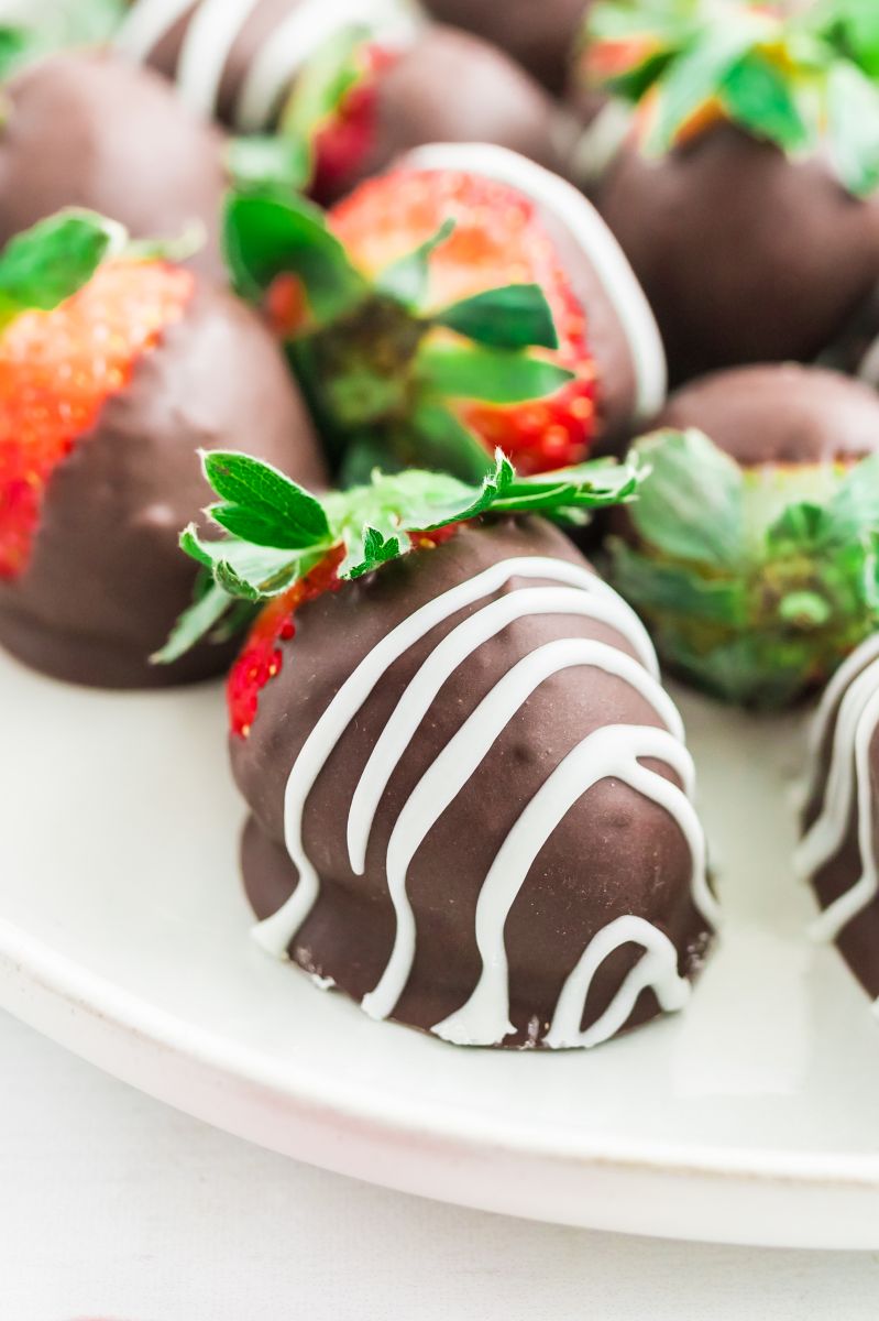 Chocolate Covered Strawberries on a white plate