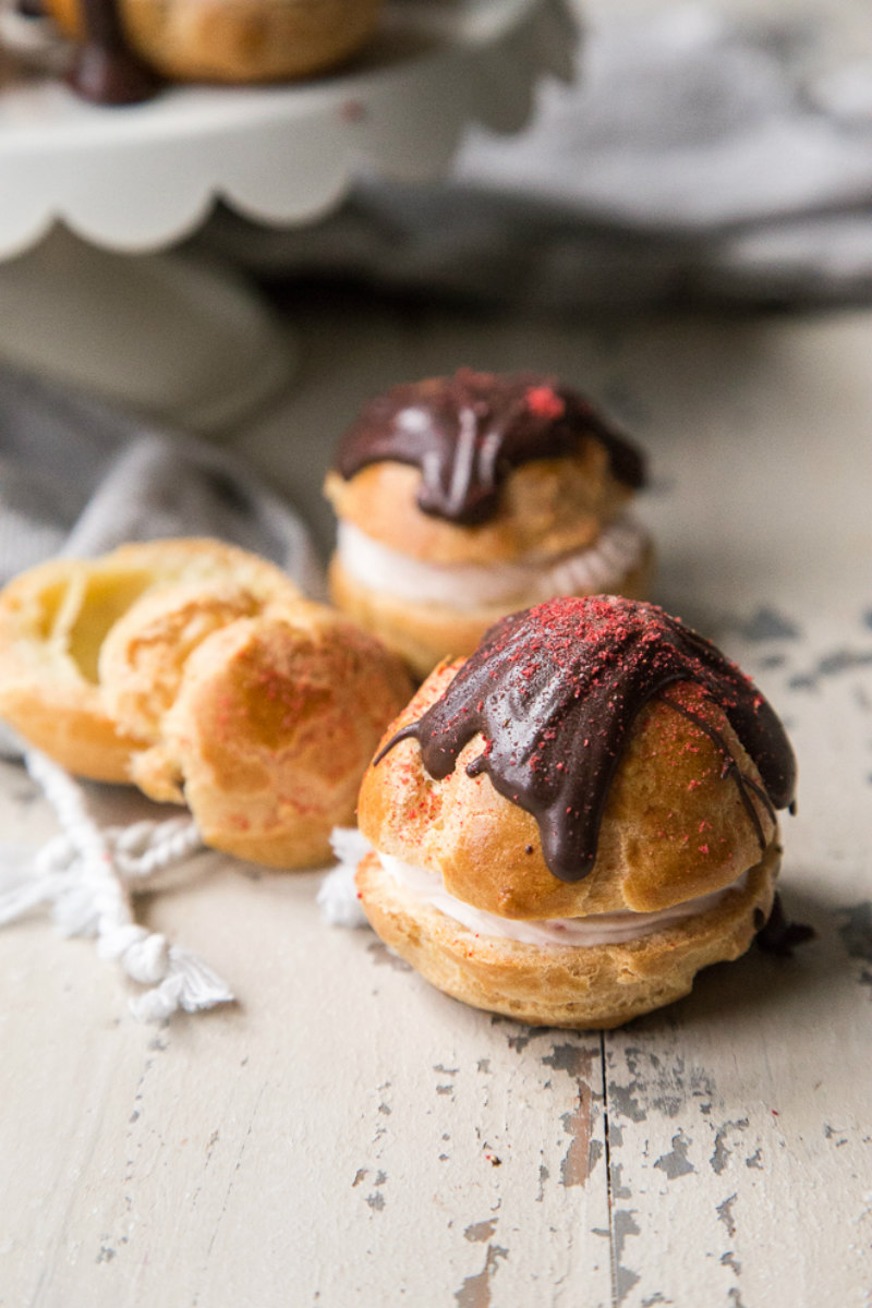 Chocolate Covered Strawberry Cream Puffs