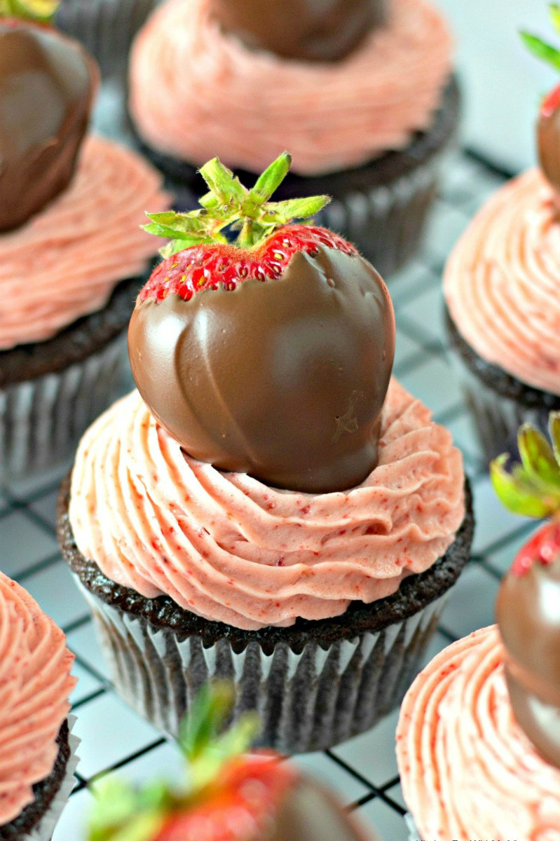 chocolate covered strawberry cupcakes