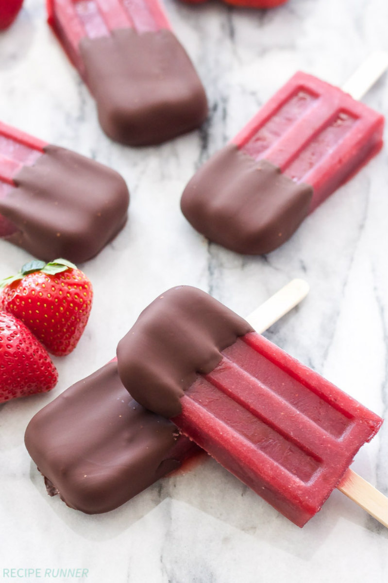 Chocolate Dipped Strawberry Red Wine Popsicles