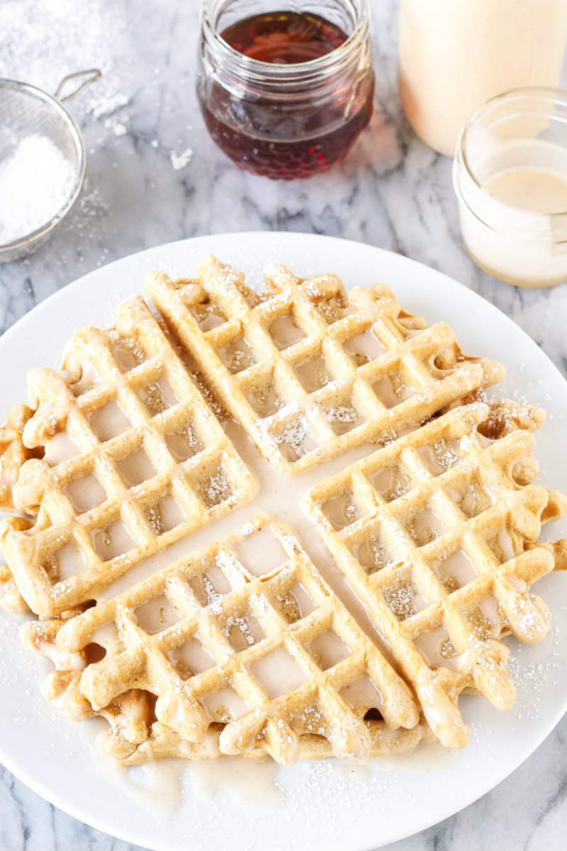 eggnog waffle on white plate
