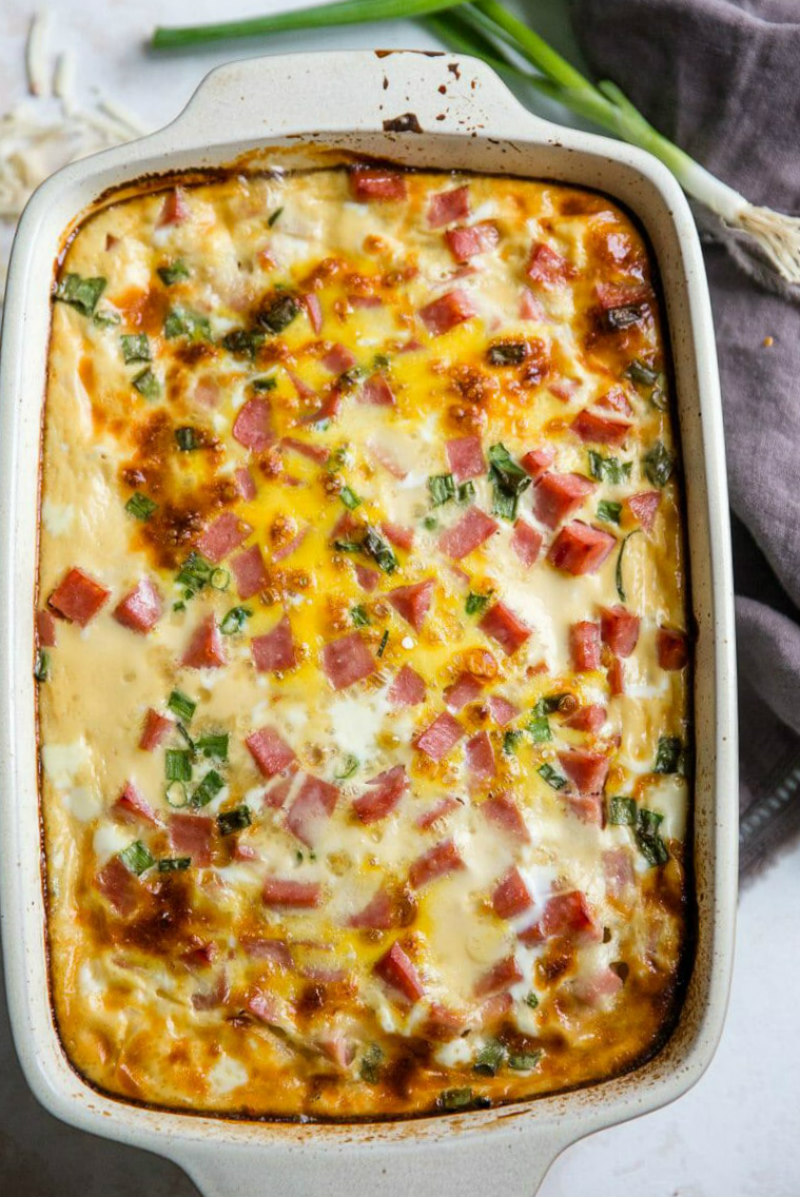 farmers breakfast casserole in baking dish