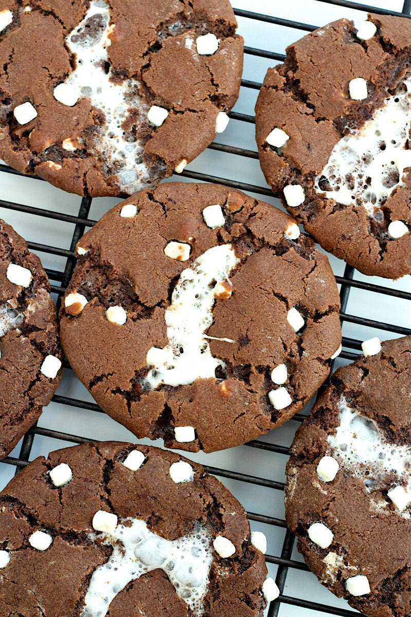 Hot Cocoa Cookies on a cooling rack