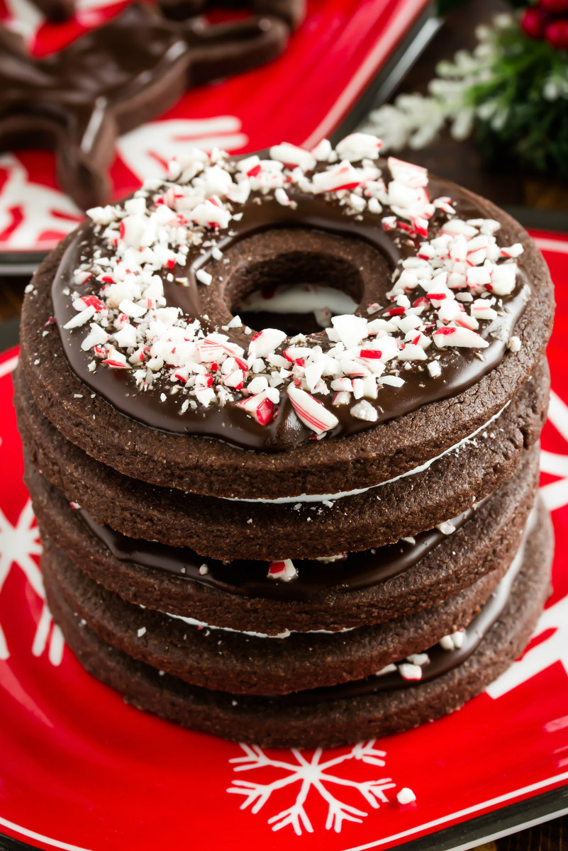 stack of peppermint bark cookies