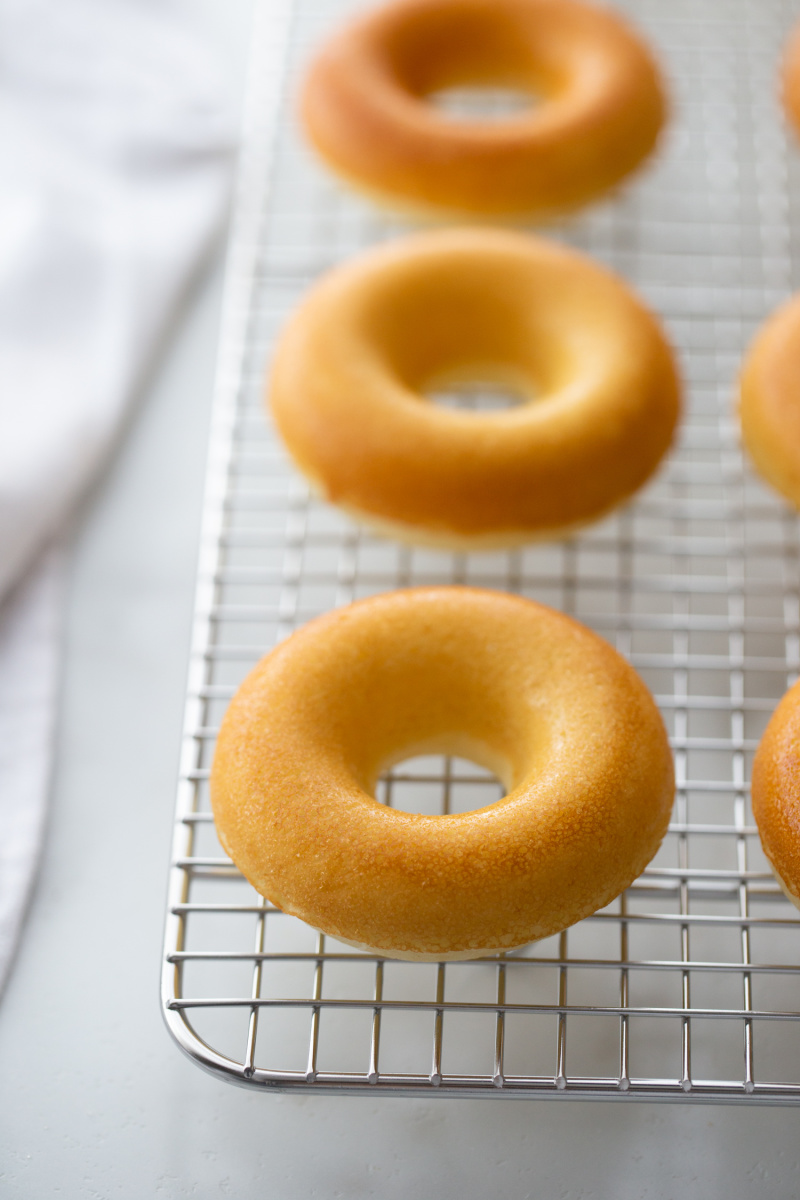 baked doughnuts on a cooling rack