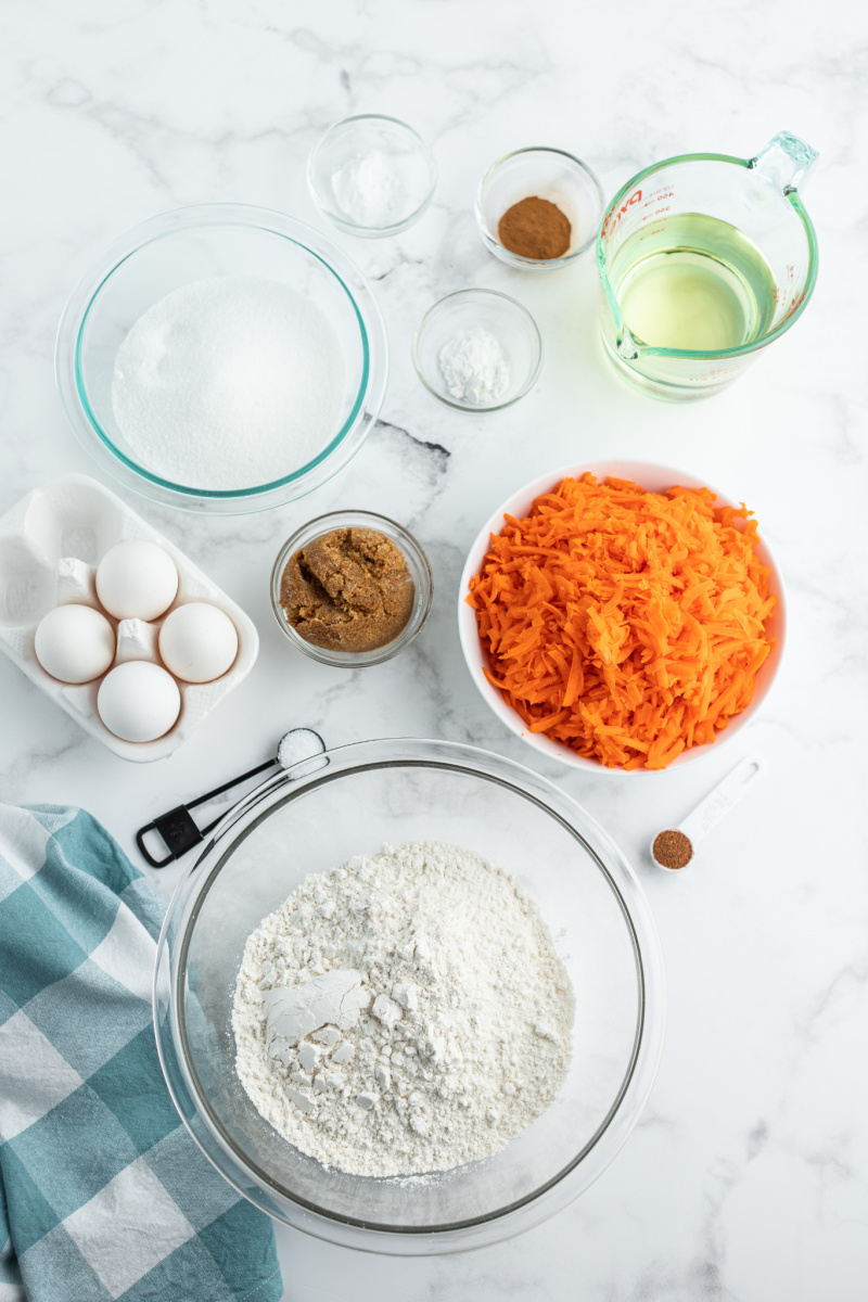 ingredients displayed for carrot cake