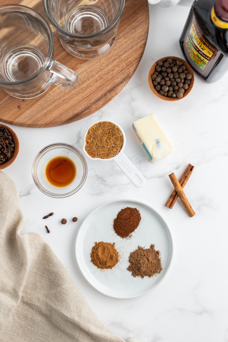 ingredients displayed for hot buttered rum