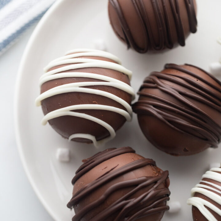 hot chocolate bombs on white plate