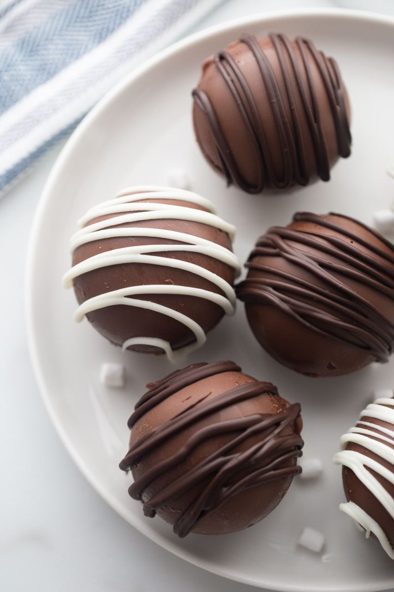 hot chocolate bombs on white plate