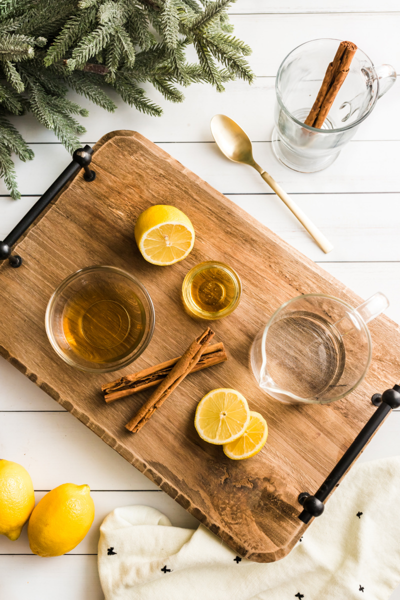 ingredients displayed for hot toddies