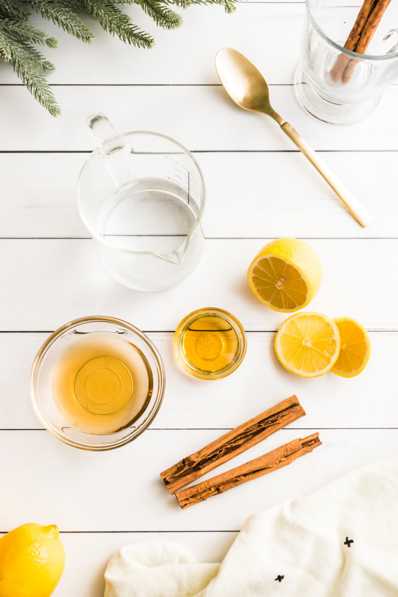 ingredients displayed for hot toddies