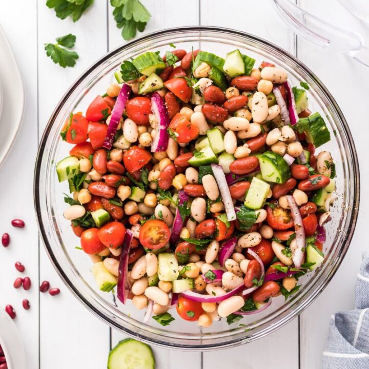 three bean salad in a bowl