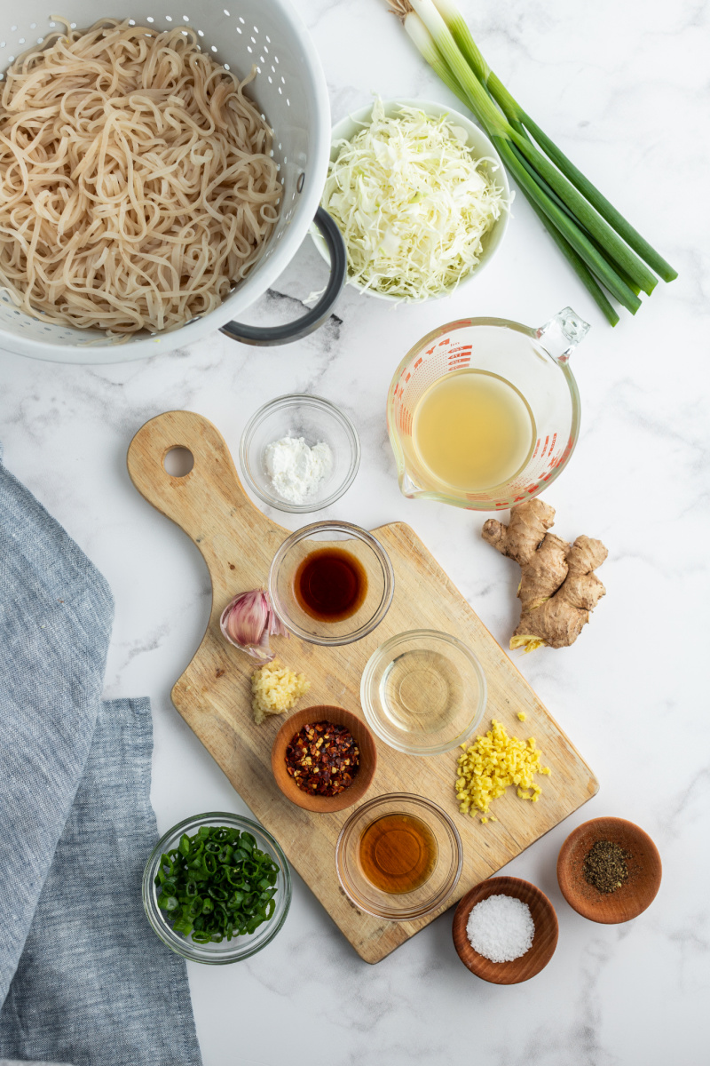 ingredients displayed for longevity noodles