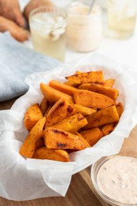 sweet potato fries in a basket