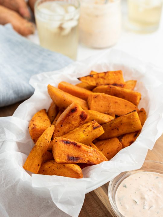 sweet potato fries in a basket