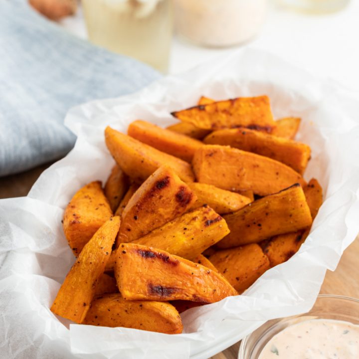sweet potato fries in a basket