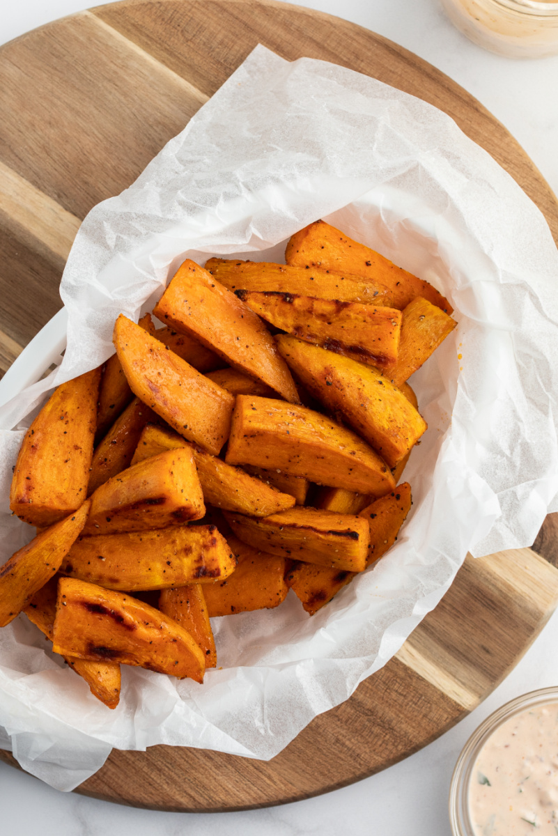 sweet potato fries in a basket