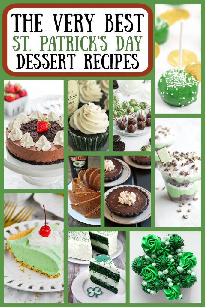 Pinterest collage image for St. Patrick's Day dessert recipes