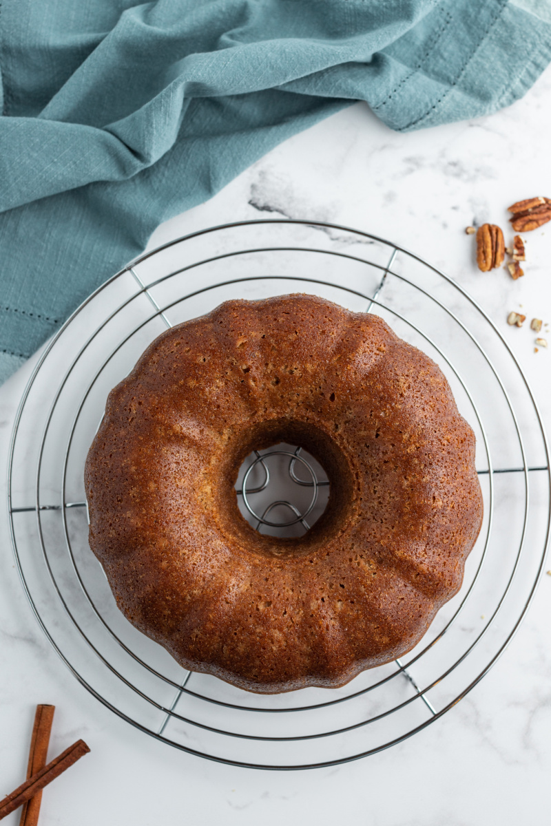 bundt cake on cooling rack