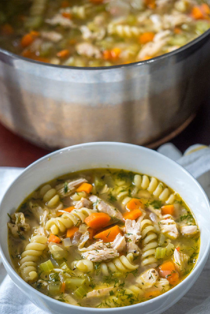 bowl of flu fighter chicken noodle soup