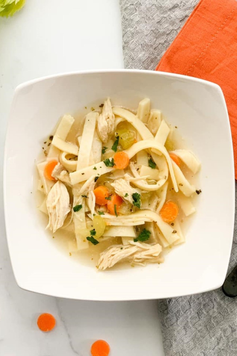 bowl of weight watchers chicken noodle soup