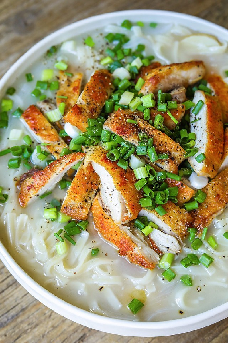 bowl of korean chicken noodle soup