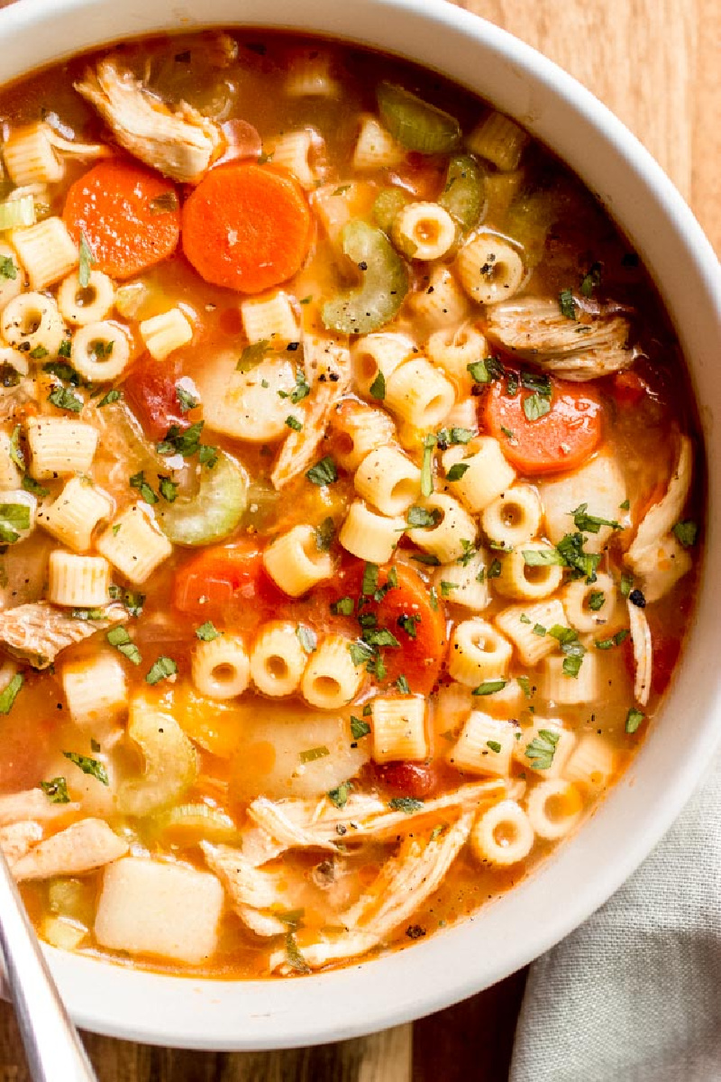bowl of sicilian chicken noodle soup