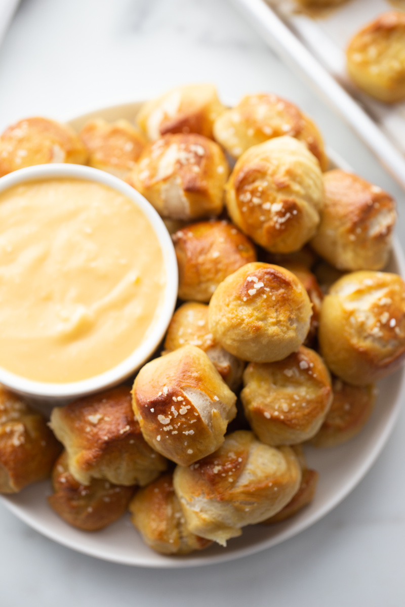 Soft Pretzel Bites with Cheese Sauce