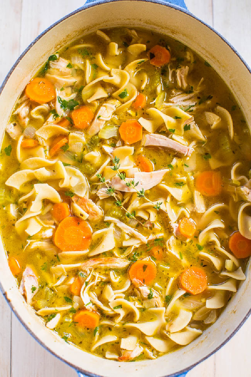 Easy 30 Minute Homemade Chicken Soup in a pot
