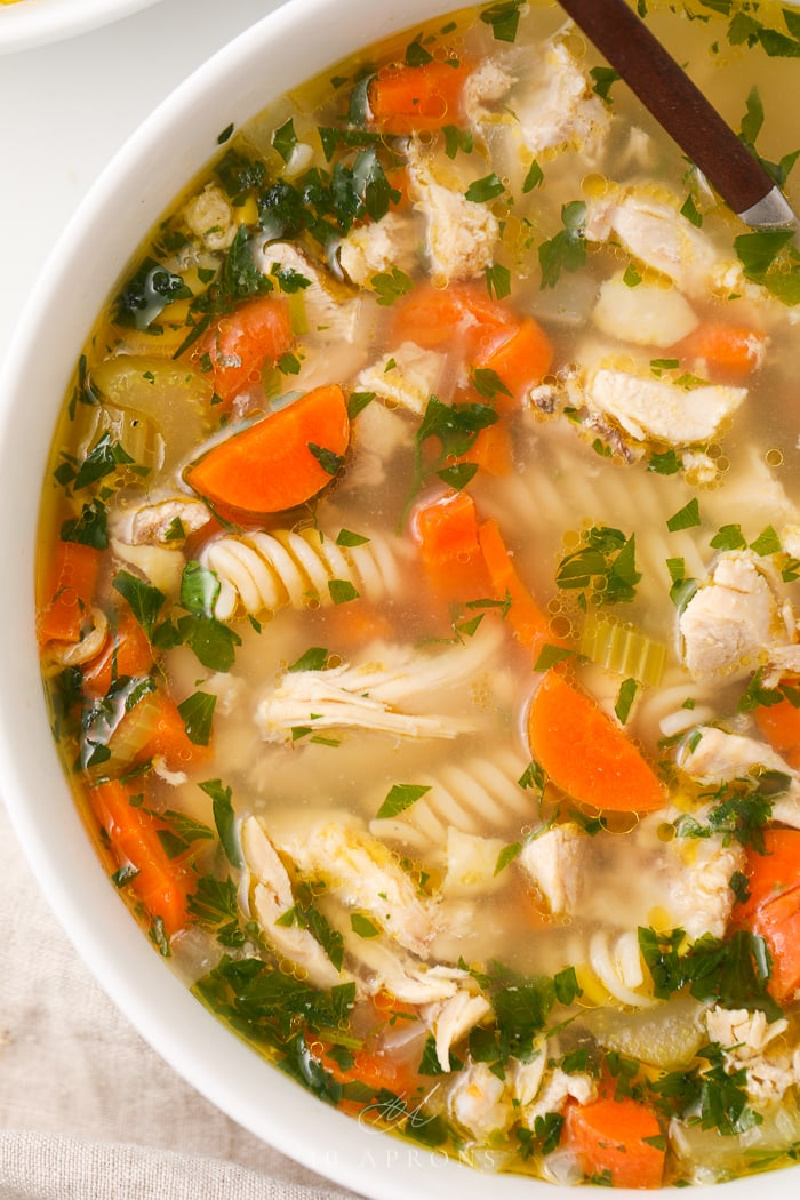 bowl of easy homemade gluten free chicken noodle soup