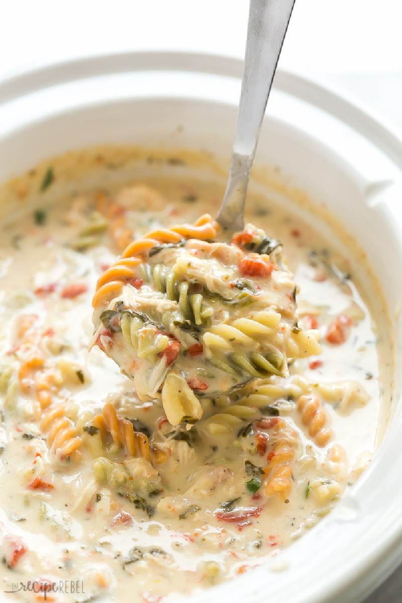 Creamy Italian slow cooker chicken soup in a bowl