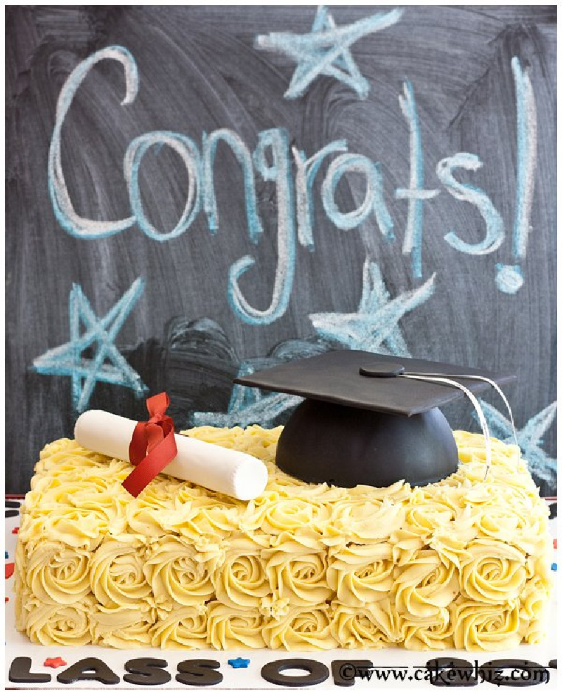 Graduation Hat Cake with congrats written on chalkboard