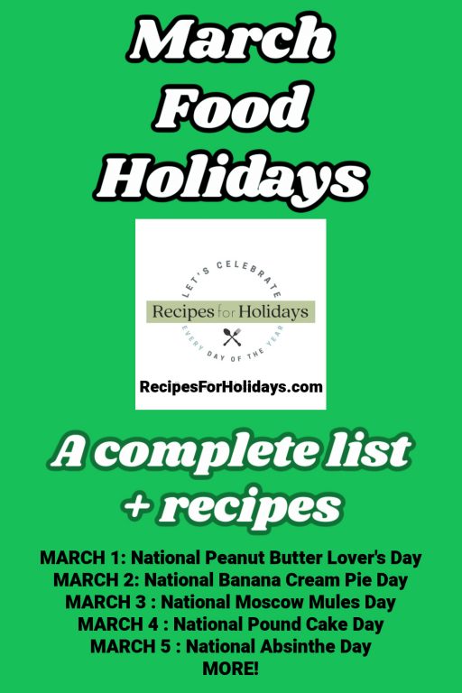 MARCH Food Holidays Recipes For Holidays