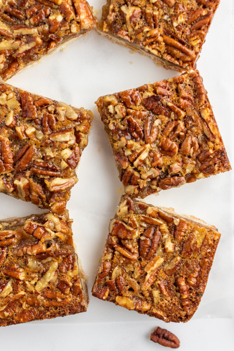 overhead shot of several pecan pie bars