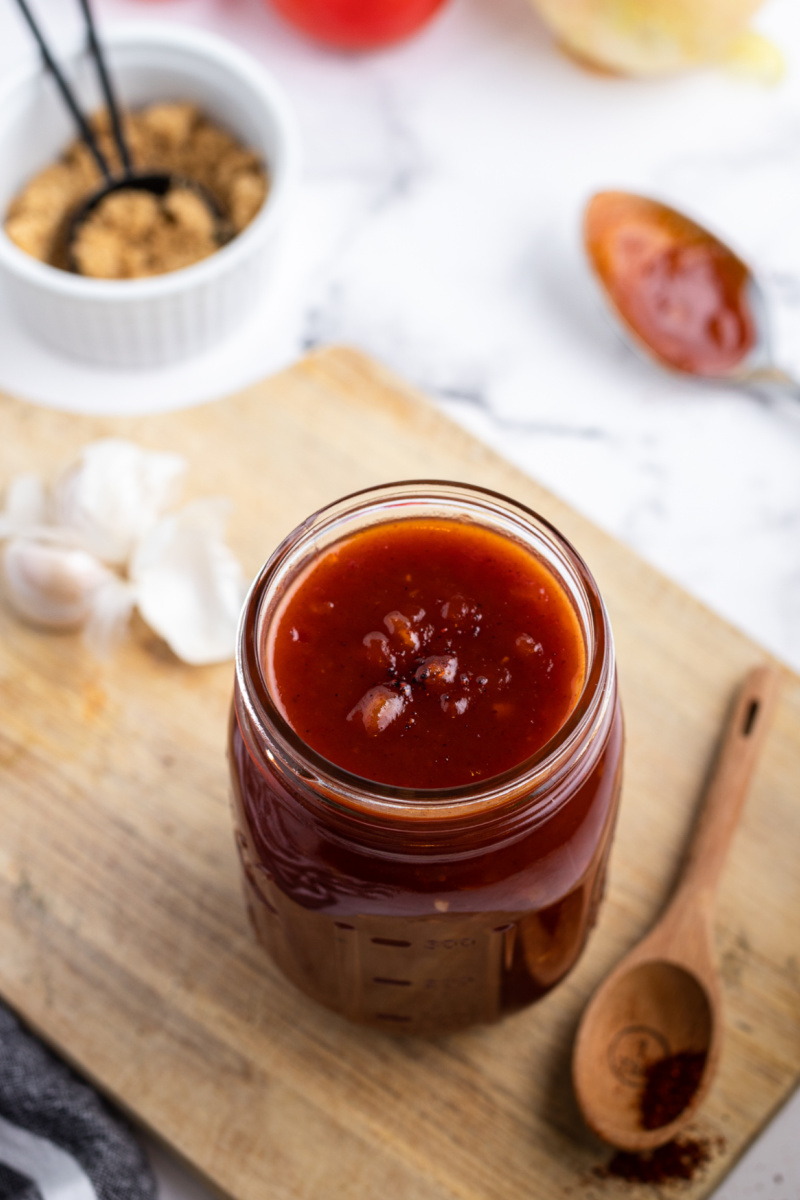 sweet and smoky barbecue sauce in a jar