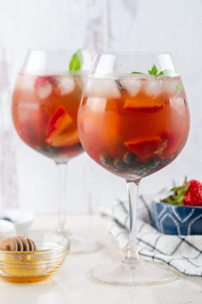 two glasses of berry iced tea sangria