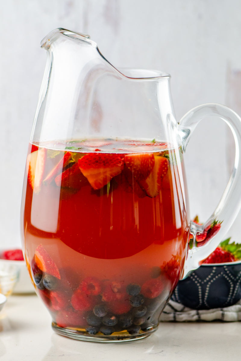 pitcher of berry iced tea sangria