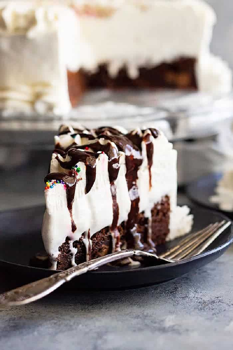 slice of brownie ice cream cake