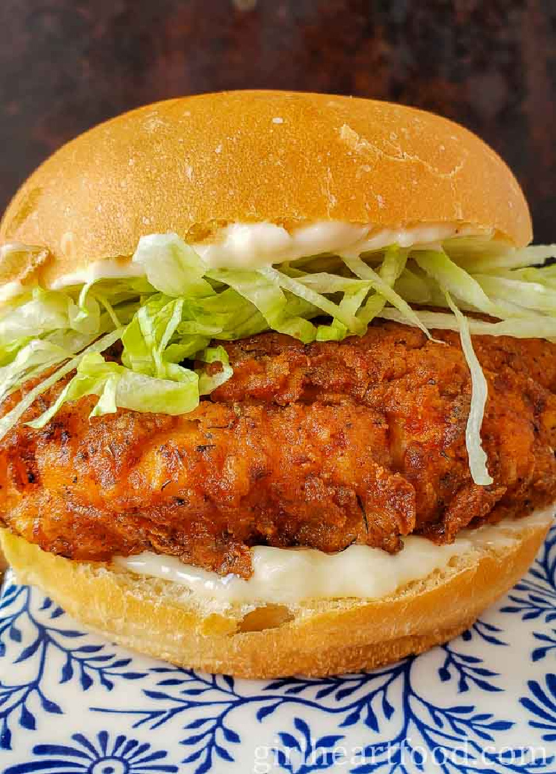 buttermilk fried crispy chicken burger