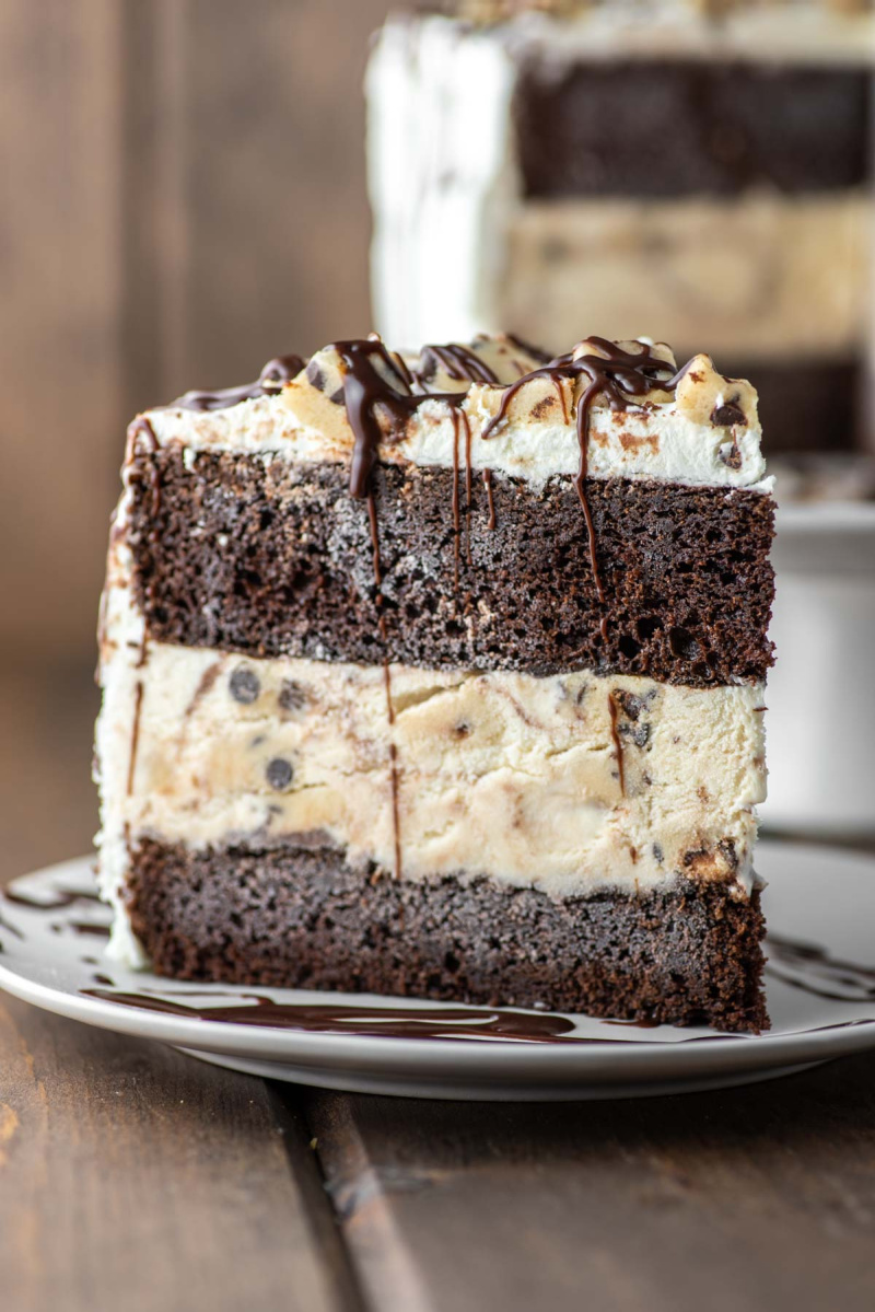 slice of cookie dough ice cream cake