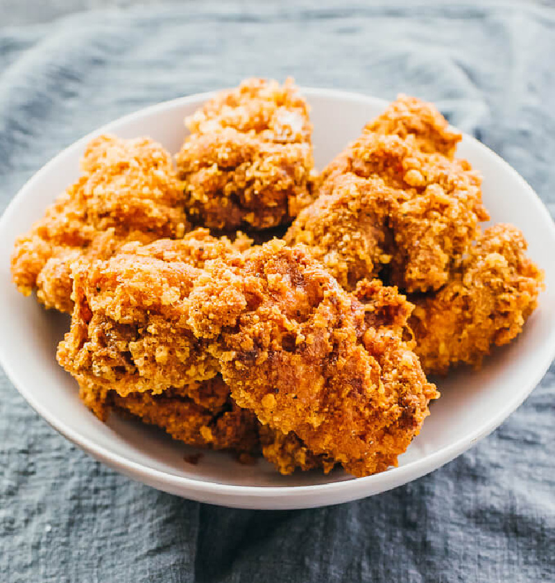keto fried chicken on a white plate