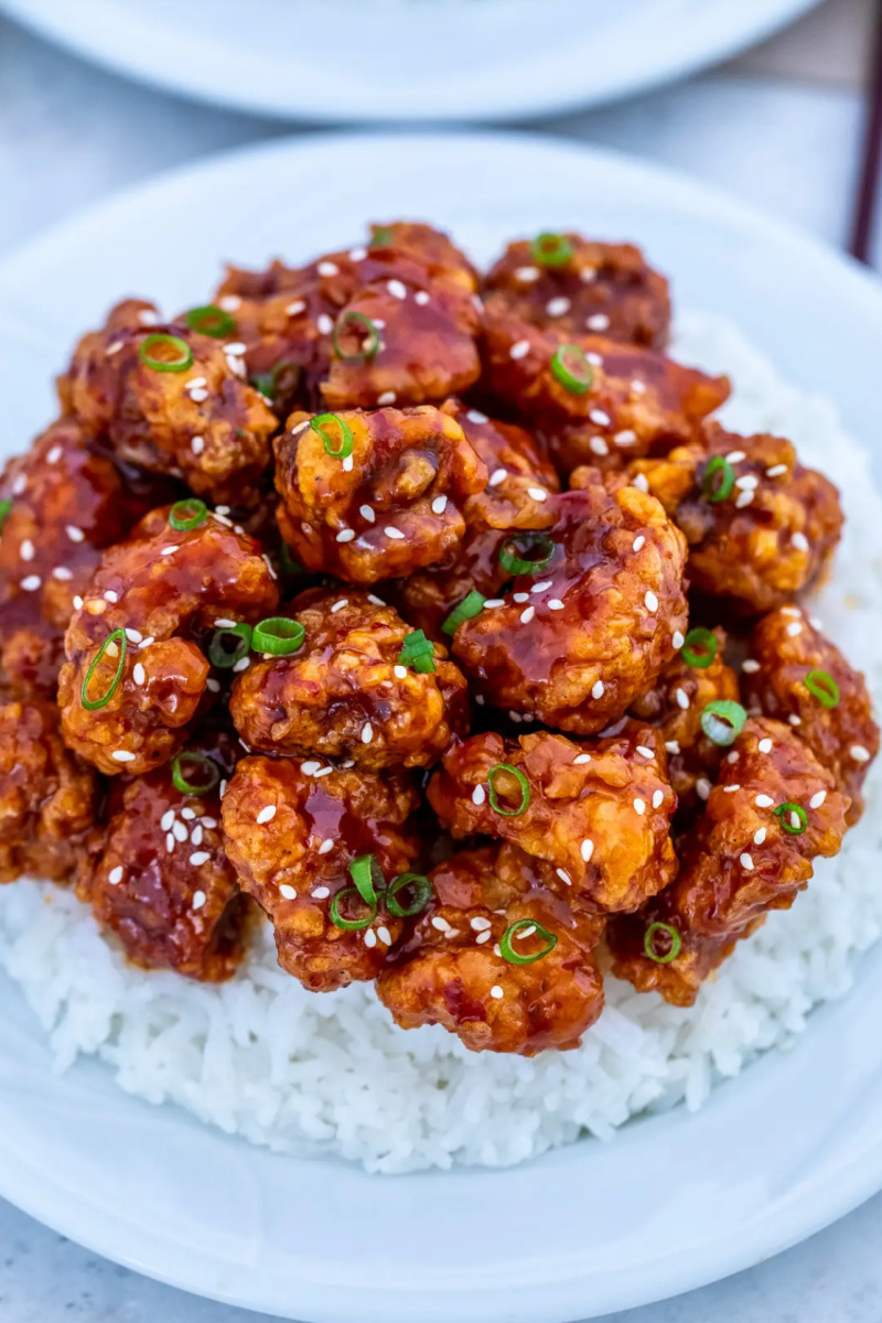 korean fried chicken on a white plate