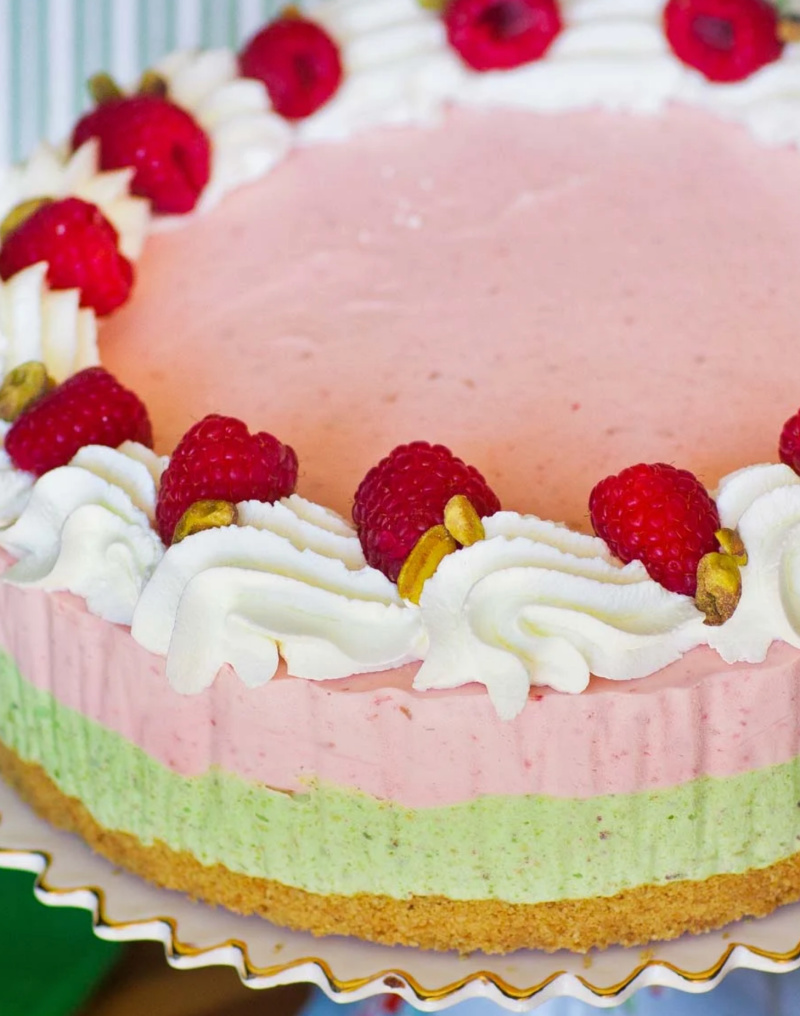 pistachio raspberry ice cream cake