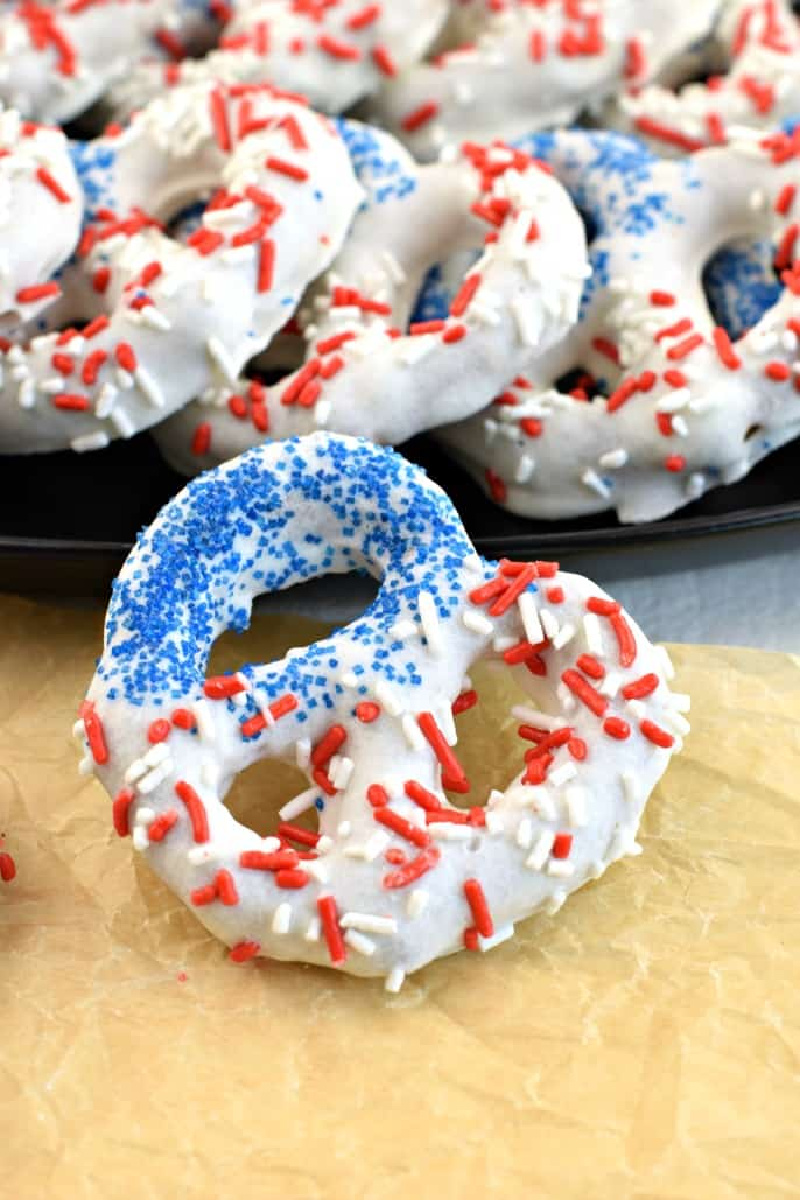 red white and blue pretzel