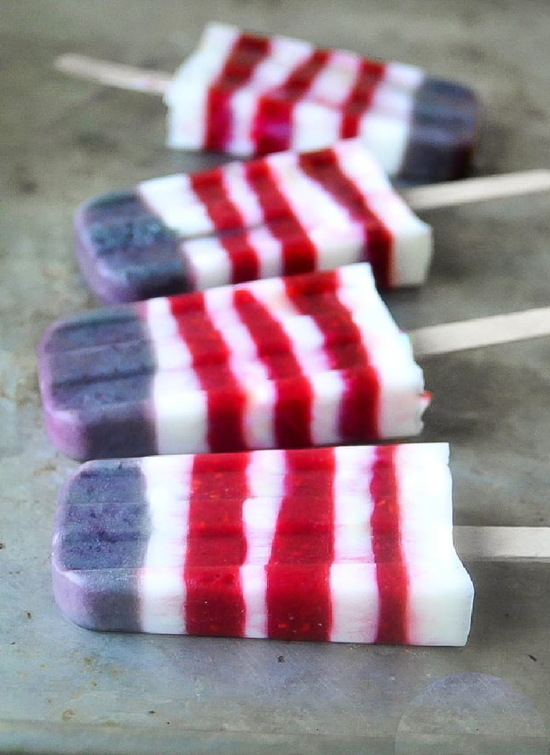 Red white and blueberry popsicles laying down